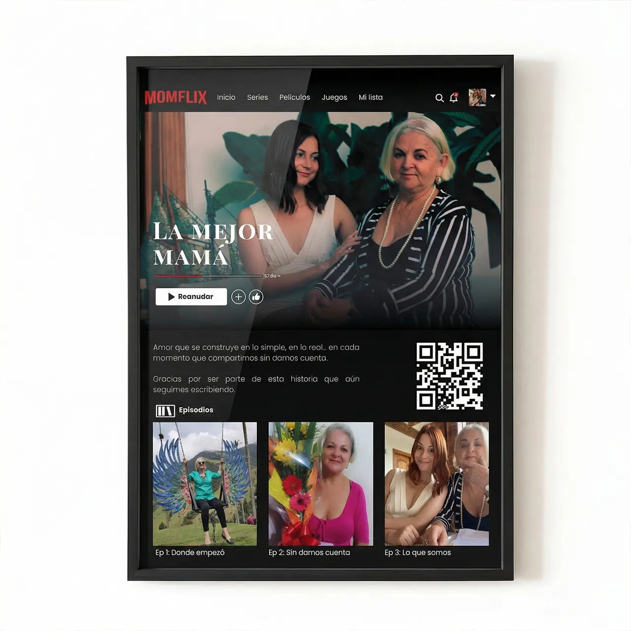 MomFlix - Cuadro personalizado para mamá con video QR