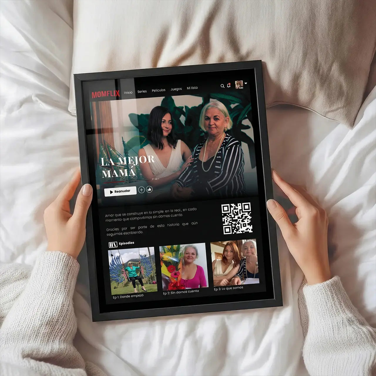 MomFlix - Cuadro personalizado para mamá con video QR
