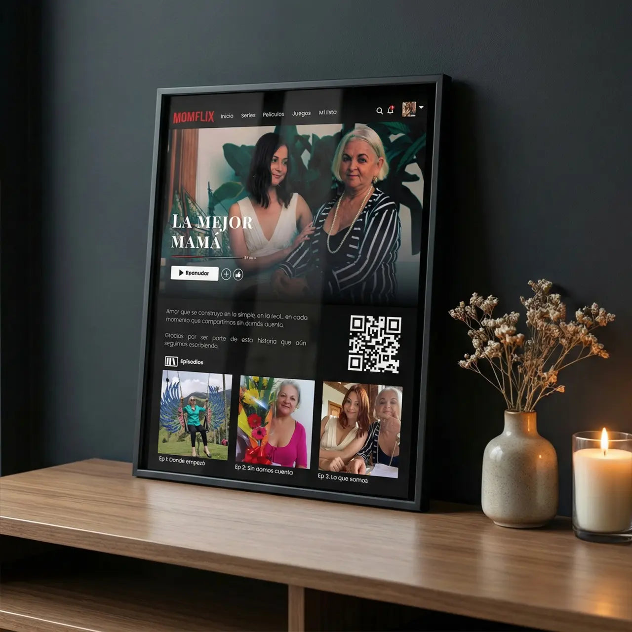 MomFlix - Cuadro personalizado para mamá con video QR
