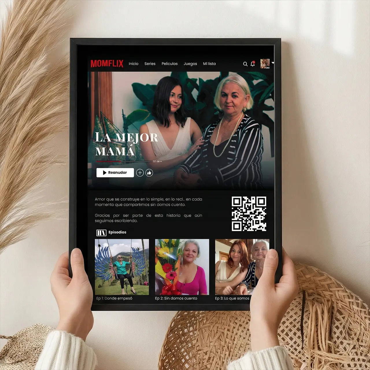 MomFlix - Cuadro personalizado para mamá con video QR